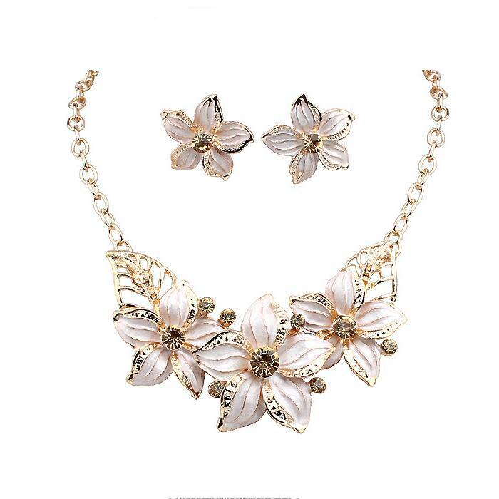 Wholesale Gardenia Oil Painting Necklace Earrings Set